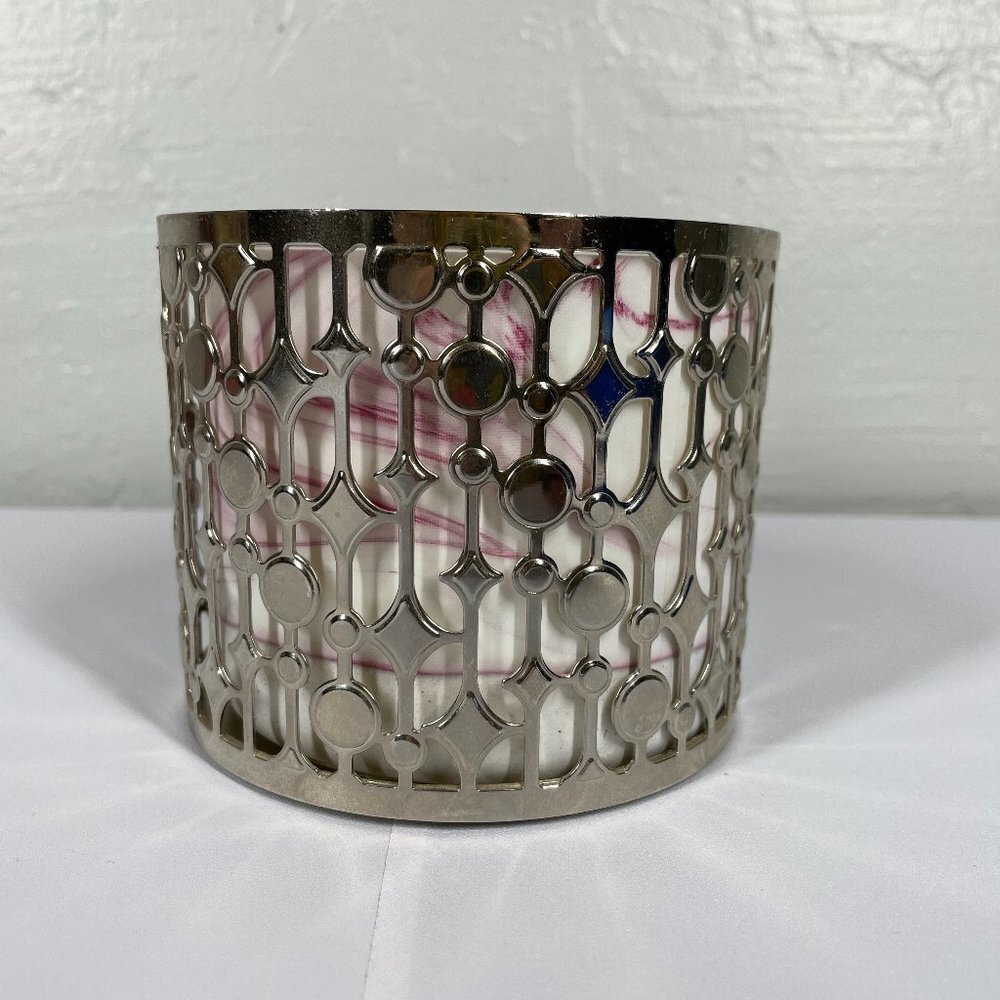 Bath Body Works Silver Metal Candle Holder Holiday Ornament Christmas 3-Wick